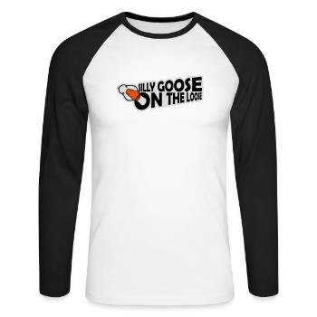 goose on the loose - Unisex Baseballshirt langarm - Weiß/Schwarz - Vorne - Nik (191cm)