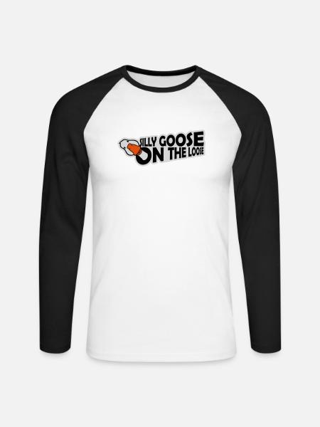 goose on the loose - Unisex Long Sleeve Baseball T-Shirt - white/black