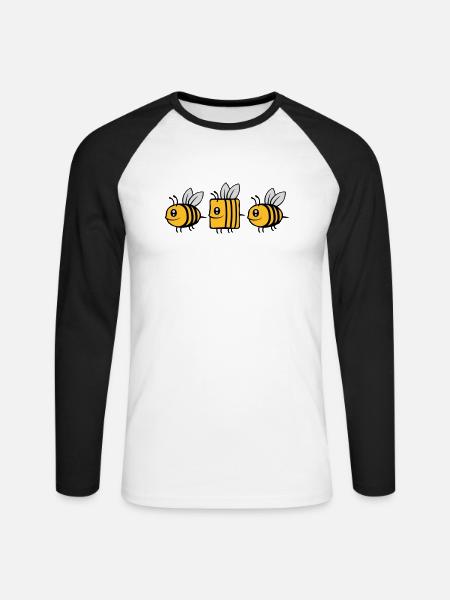 bee different comic bee - Unisex Long Sleeve Baseball T-Shirt - white/black