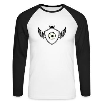 Football crest - Unisex Long Sleeve Baseball T-Shirt - white/black - Front - Nik (191cm)