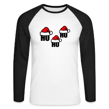 Chapeau de Père Noël ho ho ho - T-shirt baseball manches longues Homme - blanc/noir - Devant - Nik (191cm)