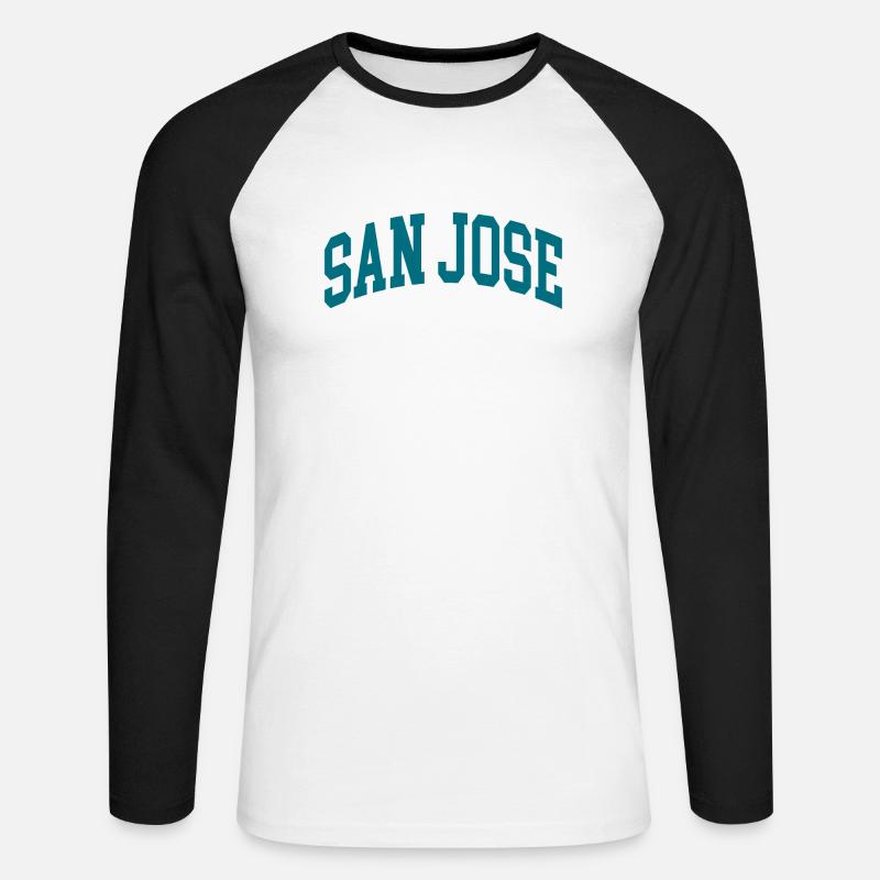 San Jose blue white - Unisex Baseballshirt langarm - Weiß/Schwarz