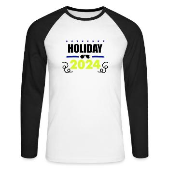 holiday 2024 - Unisex Baseballshirt langarm - Weiß/Schwarz - Vorne - Nik (191cm)