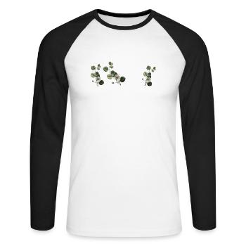 Number 100 Floral Green - 100th Floral Birthday - Unisex Long Sleeve Baseball T-Shirt - white/black - Front - Nik (191cm)