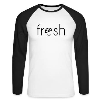 Frais - T-shirt baseball manches longues Homme - blanc/noir - Devant - Nik (191cm)