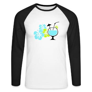 Cocktail Flowers Hawaii - Unisex Long Sleeve Baseball T-Shirt - white/black - Front - Nik (191cm)