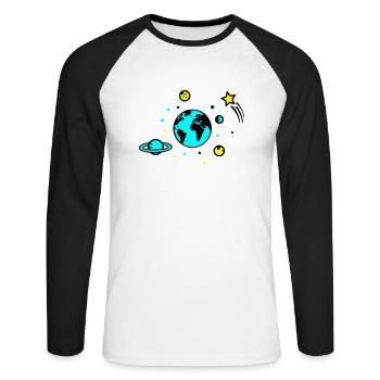 Univers 02 - T-shirt baseball manches longues Homme - blanc/noir - Devant - Nik (191cm)