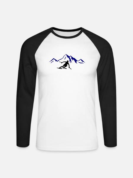 Ski Mountains 02 - Unisex Long Sleeve Baseball T-Shirt - white/black