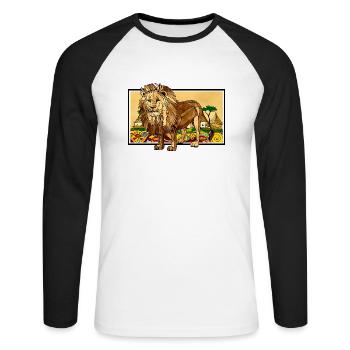 Lion - T-shirt baseball manches longues Homme - blanc/noir - Devant - Nik (191cm)