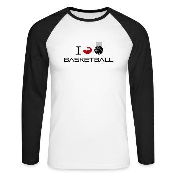 Basketball - Unisex Baseballshirt langarm - Weiß/Schwarz - Vorne - Nik (191cm)