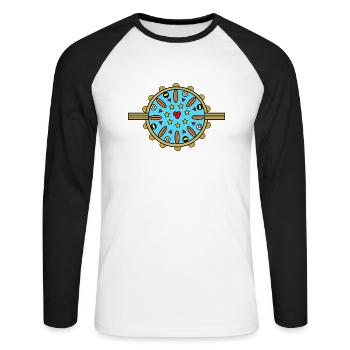 Mandala avec étoiles - T-shirt baseball manches longues Homme - blanc/noir - Devant - Nik (191cm)