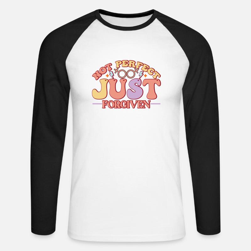 Not Perfect Just Forgiven - Unisex Baseballshirt langarm - Weiß/Schwarz