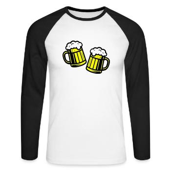 Bierglas Prost Symbol Bier - Unisex Baseballshirt langarm - Weiß/Schwarz - Vorne - Nik (191cm)