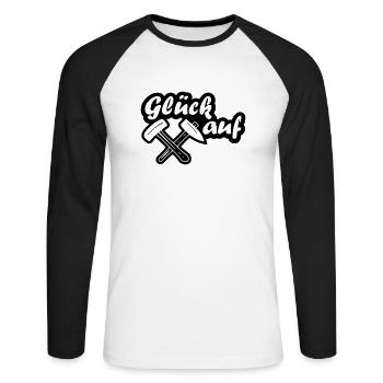 Glück Auf! - Unisex Baseballshirt langarm - Weiß/Schwarz - Vorne - Nik (191cm)