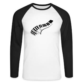 Klavier - Unisex Baseballshirt langarm - Weiß/Schwarz - Vorne - Nik (191cm)