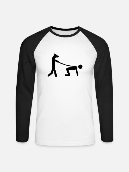 hund gassi - Unisex Baseballshirt langarm - Weiß/Schwarz