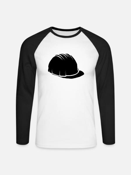 Schutzhelm - Unisex Baseballshirt langarm - Weiß/Schwarz