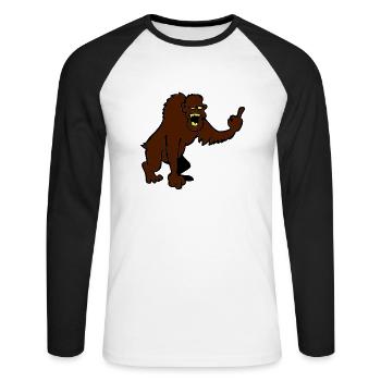 Singe montrant majeur - T-shirt baseball manches longues Homme - blanc/noir - Devant - Nik (191cm)