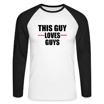 fierté gai - T-shirt baseball manches longues Homme - blanc/noir - Devant - Nik (191cm)