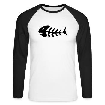 bones_fish_c1 - T-shirt baseball manches longues Homme - blanc/noir - Devant - Nik (191cm)