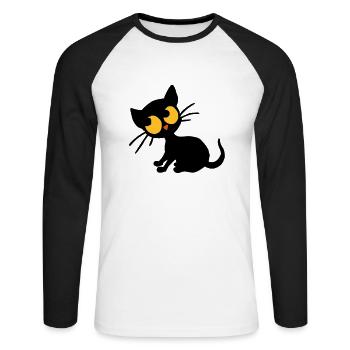 Kitten Georgie - Unisex Long Sleeve Baseball T-Shirt - white/black - Front - Nik (191cm)