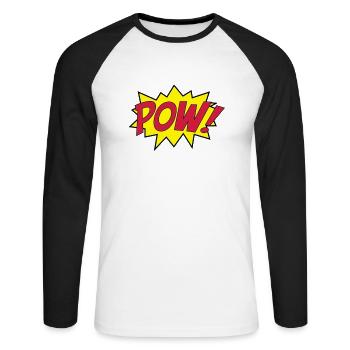 pow_punch - Unisex Baseballshirt langarm - Weiß/Schwarz - Vorne - Nik (191cm)