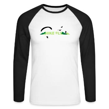 Hike Fly - Unisex Baseballshirt langarm - Weiß/Schwarz - Vorne - Nik (191cm)