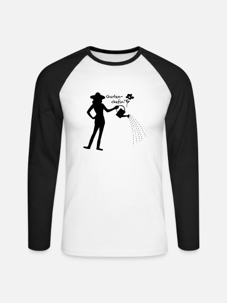 gartenchefin - Unisex Baseballshirt langarm - Weiß/Schwarz
