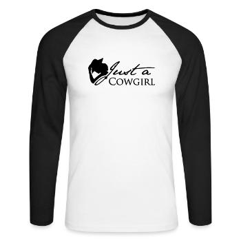 Just a Cowgirl - Unisex Baseballshirt langarm - Weiß/Schwarz - Vorne - Nik (191cm)