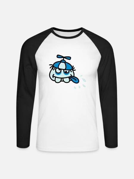 Funny Crazy Stupid Face - Unisex Long Sleeve Baseball T-Shirt - white/black