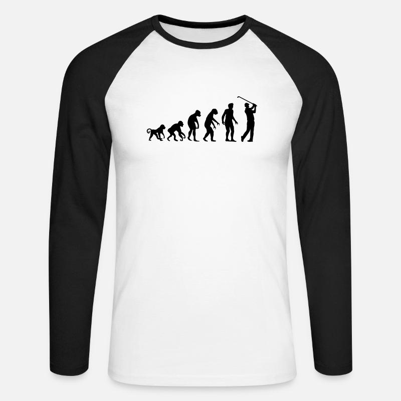 golf_evolution - Unisex Long Sleeve Baseball T-Shirt - white/black