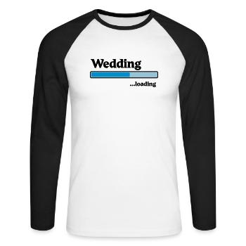 Wedding loading - Unisex Baseballshirt langarm - Weiß/Schwarz - Vorne - Nik (191cm)