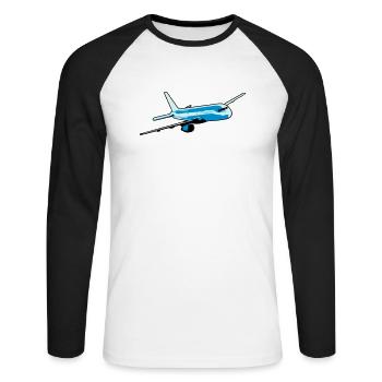 Plane flying airliner - Unisex Long Sleeve Baseball T-Shirt - white/black - Front - Nik (191cm)