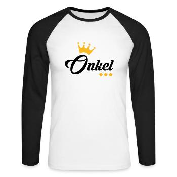 Uncle Onkel Bébé Vetter Oncle Baby Family - Unisex Long Sleeve Baseball T-Shirt - white/black - Front - Nik (191cm)