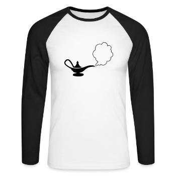 wunderlampe_01 - Unisex Baseballshirt langarm - Weiß/Schwarz - Vorne - Nik (191cm)