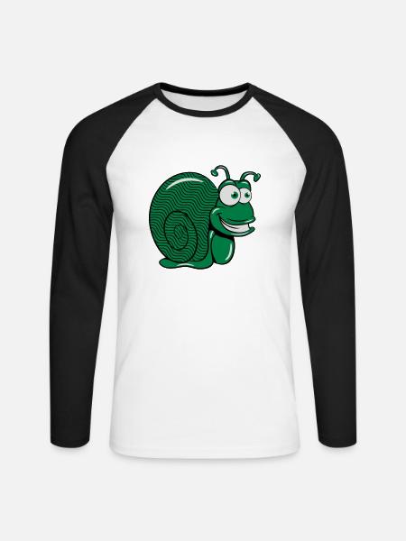 schnecke lustig witzig - Unisex Baseballshirt langarm - Weiß/Schwarz