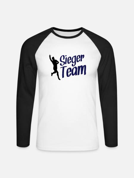 fussball sieger team design - Unisex Baseballshirt langarm - Weiß/Schwarz