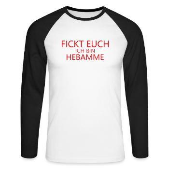Hebamme - Unisex Baseballshirt langarm - Weiß/Schwarz - Vorne - Nik (191cm)