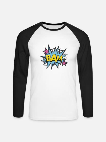 Bam! Cooles Motiv passend für Kinder und Erwachsene! - Unisex Baseballshirt langarm - Weiß/Schwarz