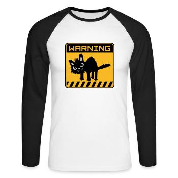 Warning dangerous cat - Unisex Long Sleeve Baseball T-Shirt - white/black - Front - Nik (191cm)