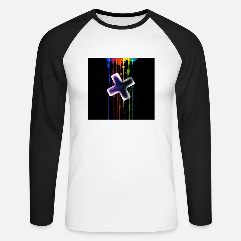 Plus vor einen Regenbogen - Unisex Baseballshirt langarm - Weiß/Schwarz