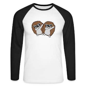 2 amis hérissons dabbing - T-shirt baseball manches longues Homme - blanc/noir - Devant - Nik (191cm)