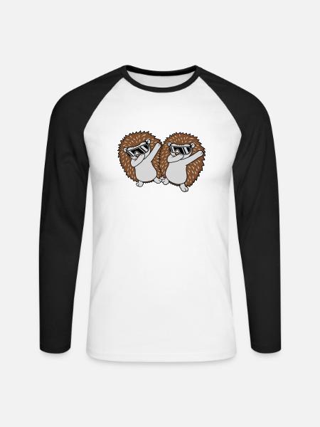 2 dabbing hedgehog friends - Unisex Long Sleeve Baseball T-Shirt - white/black