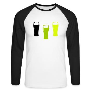 Verres à bière - T-shirt baseball manches longues Homme - blanc/noir - Devant - Nik (191cm)