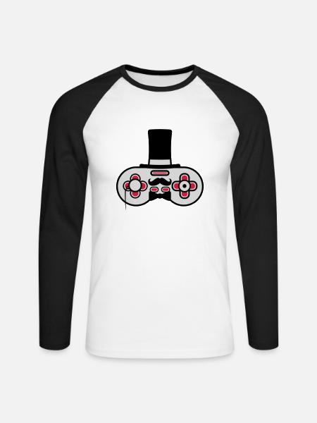 Gentlemen old controller retro - Unisex Long Sleeve Baseball T-Shirt - white/black