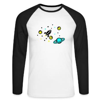 Univers - T-shirt baseball manches longues Homme - blanc/noir - Devant - Nik (191cm)
