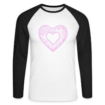 Herz Symbol Liebe süß Herzen rosa Zeichnung 12 - Unisex Baseballshirt langarm - Weiß/Schwarz - Vorne - Nik (191cm)