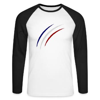 krallen france - Unisex Baseballshirt langarm - Weiß/Schwarz - Vorne - Nik (191cm)