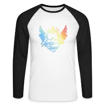 Apres Ski Team Ski Brille Bunt - Unisex Baseballshirt langarm - Weiß/Schwarz - Vorne - Nik (191cm)