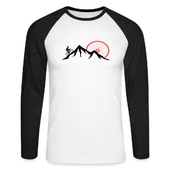 Mountainbike Berge Berg Fahrrad Bergsport - Unisex Baseballshirt langarm - Weiß/Schwarz - Vorne - Nik (191cm)